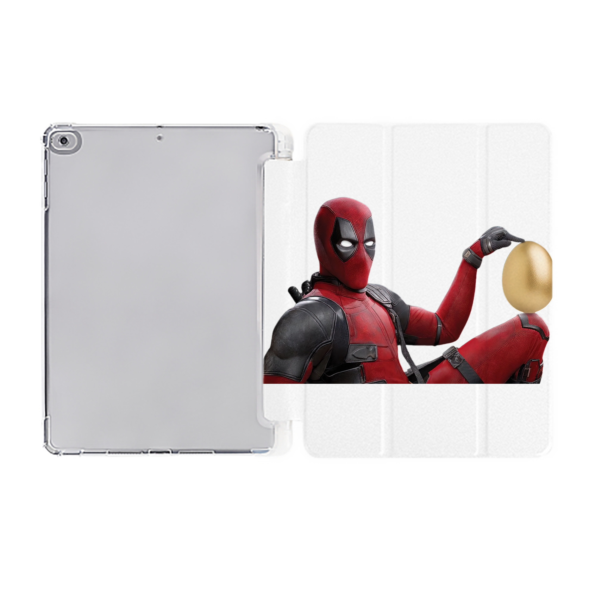（画像用） Deadpool デッドプール IPad ケース ペン収納付き 三つ折りスタンド PUレザー×シリコン 対応機種9.5/10.5/10.9インチ